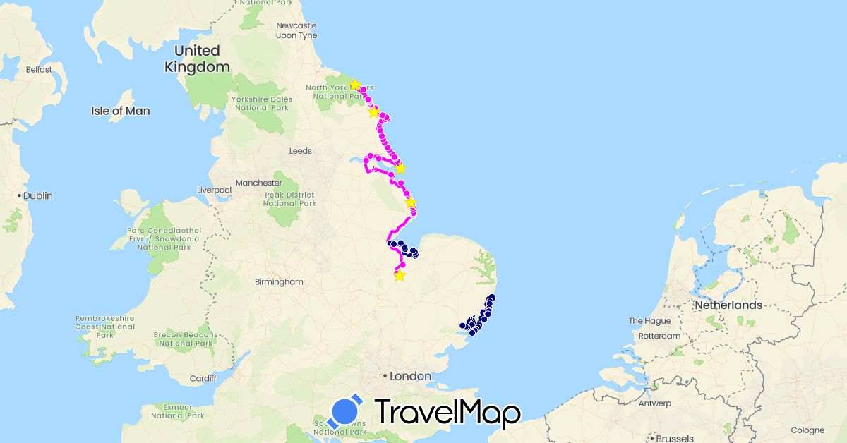 TravelMap itinerary: driving, motorhome in United Kingdom (Europe)