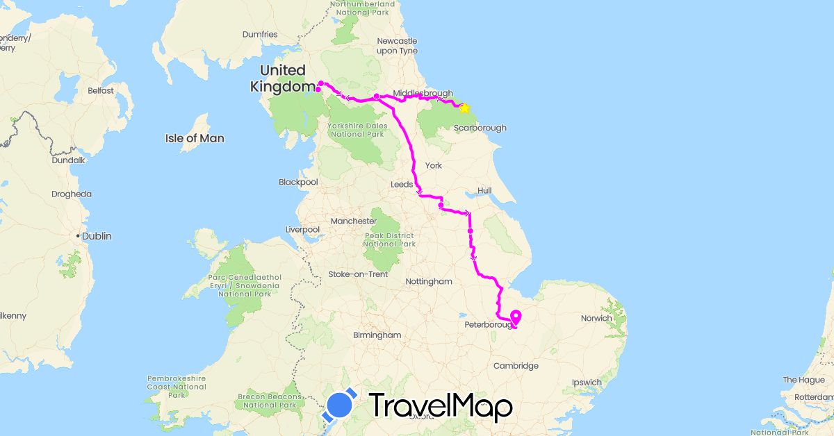 TravelMap itinerary: motorhome in United Kingdom (Europe)